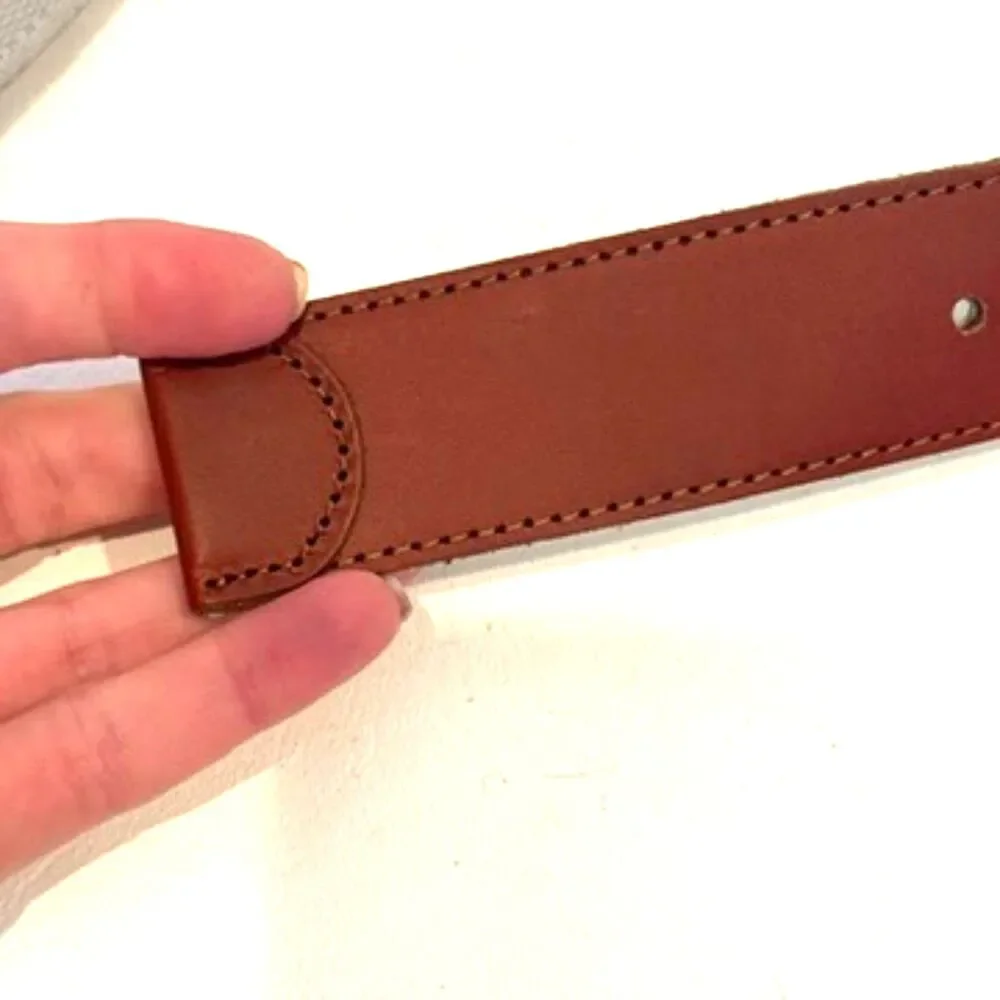 Vineyard Vines Reversible Belt Brown Leather/Granite Webbing Silver Buckle 32